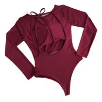 Body Com Bojo Aberto nas Costas de Amarrar Manga Longa Body Com Bojo Aberto nas Costas de Amarrar Manga Longa