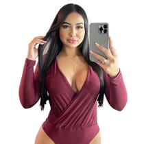 Body Com Bojo Blusa Decote V Cruzado Sexy Body Com Bojo Blusa Decote V Cruzado Sexy