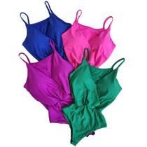 Body com bojo decotado sexy cores vivas