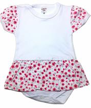Body Com Saia Florido Branco E Rosa Body Com Saia Florido Branco E Rosa