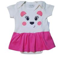 Body com Saia Menina Bebê Infantil Tema Ursinha