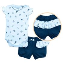 Body Com Shorts Bebê Menino Suedine Estampado Laços Upi Uli Body Com Shorts Bebê Menino Suedine Estampado Laços Upi Uli