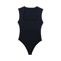 Body Con Preto Sem Mangas - Gola Quadrada e Alças Largas - Lingerie Sexy para Verão 2023