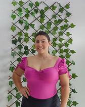 Body cor fucsia tecido confortável