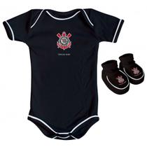 Body Corinthians Bebe + Pantufa Oficial Preto Ou Branco