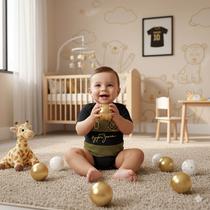 Body Corinthians Bebê Senna Presente Menino Dourado Timão Body Criança Torcedor Fiel Gaviões