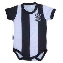 Body Corinthians de Jogo Listrado Preto e Branco Oficial