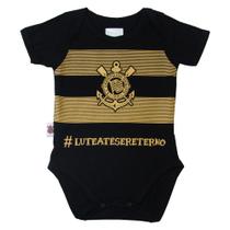 Body Corinthians Estampa Dourada Bebê Time Oficial Revedor Body Corinthians Estampa Dourada Bebê Time Oficial Revedor