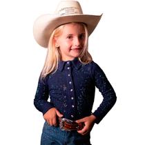 Body Country Feminino Infantil Com Pedras Azul Marinho Zoe Western Body Country Feminino Infantil Com Pedras Azul Marinho Zoe Western
