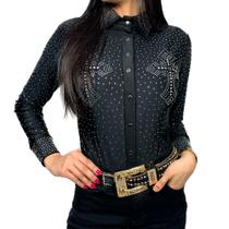 Body Country Feminino Pedraria Manga Longa Brilho Roz Body Country Feminino Pedraria Manga Longa Brilho Roz