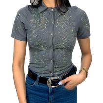 Body Country Feminino Strass Manga Curta Minuty Country Body Country Feminino Strass Manga Curta Minuty Country