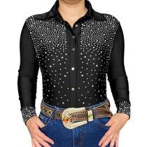 Body Country Feminino Tipo Camisa Manga Comprida Com Brilho Body Country Feminino Tipo Camisa Manga Comprida Com Brilho