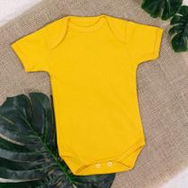 Body curto amarelo em suedine de bebê Body curto amarelo em suedine de bebê