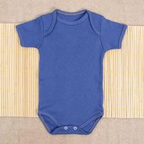 Body curto azul em suedine de bebê