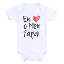 Body curto branco eu amo meu papai em suedine para bebê