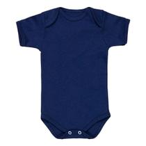 Body curto marinho em suedine de bebê