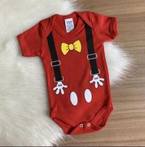 Body Curto para Bebê Mickey vermelho suspensório