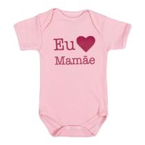 Body curto rosê estampa eu amo mãe para bebê