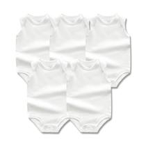 Body De Algodão Branco Sem Mangas Para Bebê 5PCS Roupas De Verão Para Menino Menina 0-48M Body De Algodão Branco Sem Mangas Para Bebê 5PCS Roupas De Verão Para Menino Menina 0-48M