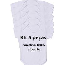 Body de bebê branco unissex 100% algodão em kit com 5 - Flávia modas