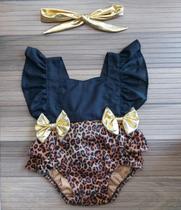 Body de Bebê Infantil Estampado De Onça Leopardo Marrom Claro E Escuro Body de Bebê Infantil Estampado De Onça Leopardo Marrom Claro E Escuro