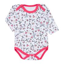 Body de bebê longo estampa doces paris branco