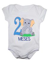 Body de Bebê Manga Curta Aniversário 2 Meses Safari