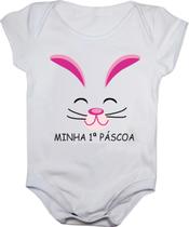 Body de Bebê Manga Curta Coelhinho Primeira Páscoa