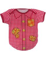 Body de Bebê Manga Curta Estampa Festa Junina Xadrez Vermelho