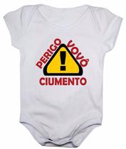 Body de bebê manga curta estampa perigo vovô ciumento