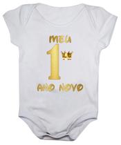 Body de bebê manga curta meu primeiro ano novo