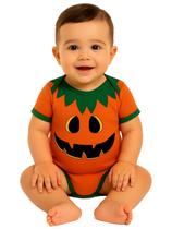 Body de Bebê Manga Curta Temático Fantasia Abóbora Halloween
