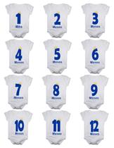 Body de bebê mesversario números menino Body de bebê mesversario números menino