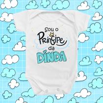Body de Bebê Príncipe Dinda Madrinha Batizado Menino Azul Presente Body de Bebê Príncipe Dinda Madrinha Batizado Menino Azul Presente