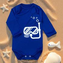 Body de Bebê Proteção Uv50+ Manga Longa Mergulhador Marinho