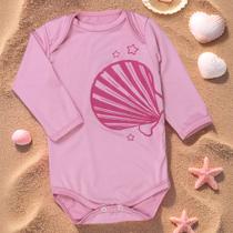 Body de Bebê Proteção Uv50+ Manga Longa Sol Rosa Claro