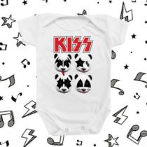 Body de Bebê Roupinha Kiss Panda Musica Rock Neutro Presente Mimo Temático Monibeni