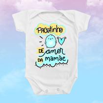 Body de Bebê Roupinha Pacotinho de Amor da Mamãe Mãe Presente Mimo Menino Azul Monibeni