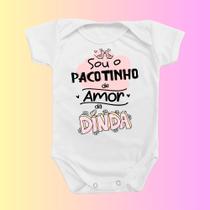 Body de Bebê Roupinha Presente Mimo Temático Pacotinho de Amor da Dinda Madrinha Rosa Menina Rosa Me