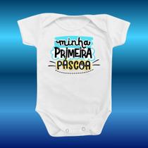 Body De Bebê Roupinha Temático Minha Primeira Páscoa Azul Menino