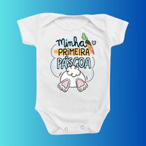 Body De Bebê Roupinha Temático Presente Primeira Páscoa Pé do Coelhinho Azul Menino Fofura