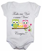 Body de bebê vovô e vovó corujas