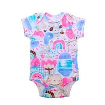 Body de Manga Curta Estampado para Bebês Menina em Suedine Premium - Up Baby Body de Manga Curta Estampado para Bebês Menina em Suedine Premium - Up Baby