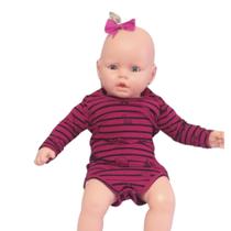 Body de Manga Longa Menina Listras Pink - Elian