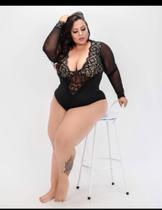 Body de Renda com manga de Tule