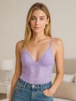 Body de Renda Feminino sem Bojo Decotado - c1 LUIZA