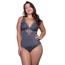 Body de Renda Plus Size com Compressão Abdominal Estilo Sedutor - PL291-PL292