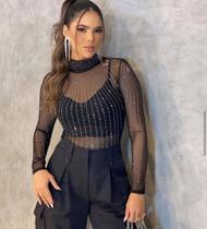 Body de tule com aplicação em brilho