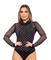 Body De Tule Com Strass De Brilho R156 Body De Tule Com Strass De Brilho R156