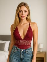 Body Decotado Feminino Renda Decote Profundo Luxo - c4 POCAH